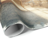 Elegant Blue and Gold Vintage Christmas  ラッピングペーパー (ロールコーナー)