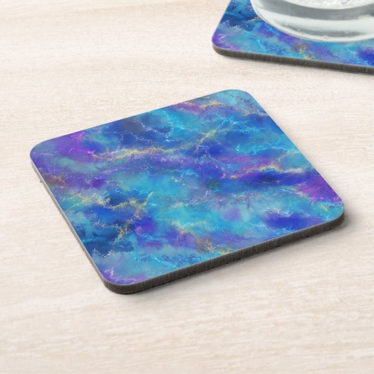 Elegant Blue And Purple Marble Pattern  コースター (左側)