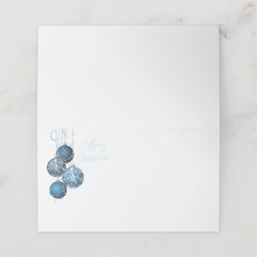 Elegant Blue and Silver Christmas Entertaining プレイスカード (外部開封)