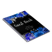 Elegant Blue and Silver Flower Birthday Guest Book ノートブック (右側)