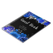 Elegant Blue and Silver Flower Birthday Guest Book ノートブック (左側)