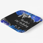 Elegant Blue and Silver Flowers Birthday Party ペーパープレート (傾斜あり)