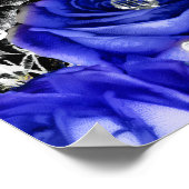 Elegant Blue and Silver Flowers Birthday Party ポスター (角)