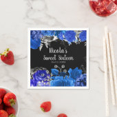 Elegant Blue and Silver Flowers Sweet Sixteen スタンダードカクテルナプキン (インサイチュ)
