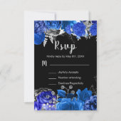 Elegant Blue and Silver Flowers Sweet Sixteen 出欠カード (正面)