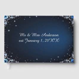 Elegant Blue and Silver Wedding Guest Book ゲストブック