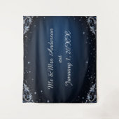 Elegant Blue and Silver Wedding Photo Backdrop タペストリー (正面)