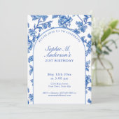 Elegant Blue and White 21st Birthday Party  招待状 (スタンド正面)