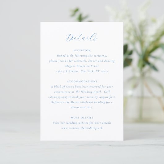 Elegant Blue and White Coastal Chic Wedding エンクロージャーカード (スタンド正面)