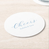 Elegant Blue and White Coastal Chic Wedding ラウンドペーパーコースター (アングル)