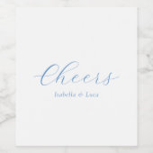 Elegant Blue and White Coastal Chic Wedding ワインラベル (シングルラベル)