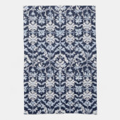 Elegant Blue and White Damask キッチンタオル (縦)