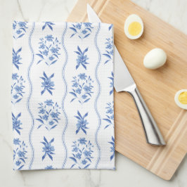 Elegant Blue and White Floral Kitchen Towel キッチンタオル