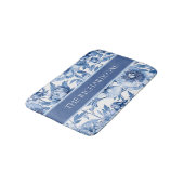 Elegant Blue and White Flowers Floral Pattern バスマット (アングル)