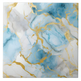 Elegant Blue And White Gold Marble Pattern タイル