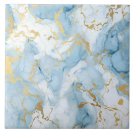 Elegant Blue And White Gold Marble Pattern タイル