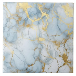 Elegant Blue And White Gold Marble Pattern タイル