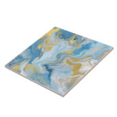 Elegant Blue And White Gold Marble Pattern  タイル (側面)