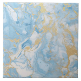 Elegant Blue And White Gold Marble Pattern タイル