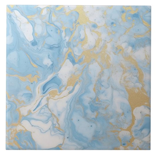 Elegant Blue And White Gold Marble Pattern  タイル (正面)