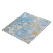 Elegant Blue And White Gold Marble Pattern  タイル (側面)