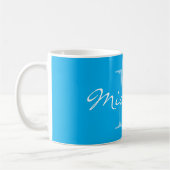 Elegant blue and white name monogram coffee mug コーヒーマグカップ (左)