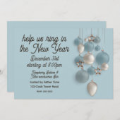 Elegant Blue and White Ornaments New Year's Eve 招待状 (正面/裏面)