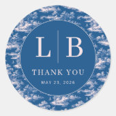 Elegant Blue and White Thank You Card ラウンドシール (正面)