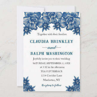 Elegant Blue and White Toile De Jouy Invitation 招待状