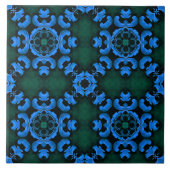 Elegant blue arabesque pattern tile タイル (正面)