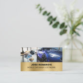 Elegant Blue Auto Detailing Mobile Car Wash  名刺 (スタンド正面)