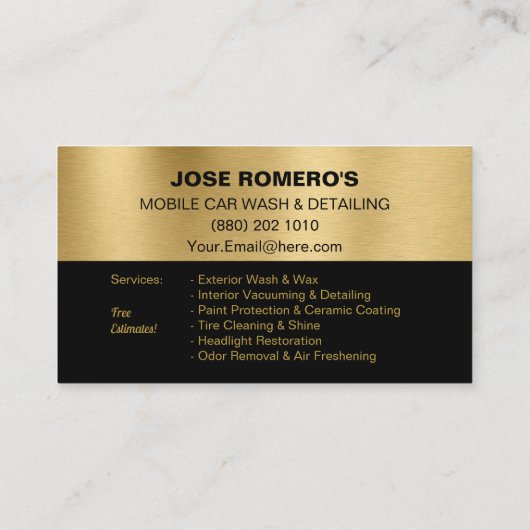 Elegant Blue Auto Detailing Mobile Car Wash  名刺 (裏面)