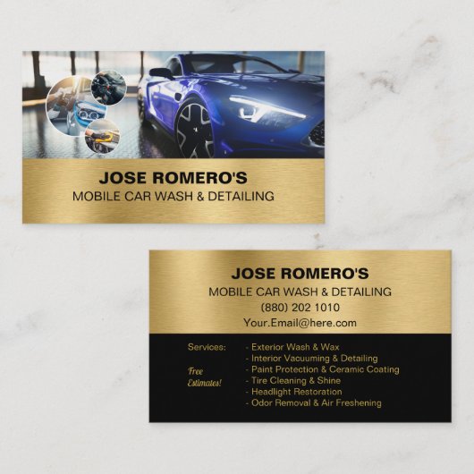 Elegant Blue Auto Detailing Mobile Car Wash  名刺 (正面/裏面)