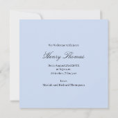 Elegant Blue Baby Announcement Photo Minimalist (裏面)