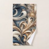 Elegant Blue Beige Baroque Swirl Pattern バスタオルセット (ハンドタオル)