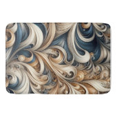 Elegant Blue Beige Baroque Swirl Pattern バスマット (正面)