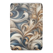 Elegant Blue Beige Baroque Swirl Pattern バスマット (正面縦)