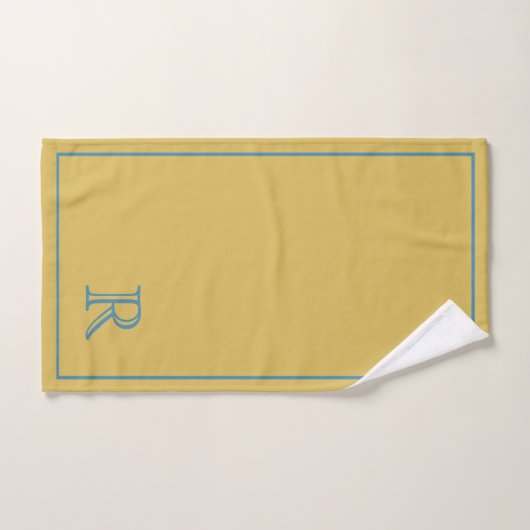 Elegant Blue &Beige Script  Monogram Pattern バスタオルセット (ハンドタオル)