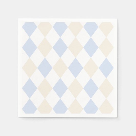 Elegant Blue Beige Simple Classic Diamond Pattern スタンダードカクテルナプキン (正面)