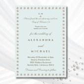 Elegant Blue Bible Verse Pearl Christian Wedding  招待状