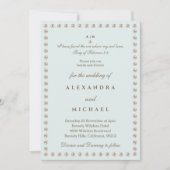 Elegant Blue Bible Verse Pearl Christian Wedding  招待状 (正面)