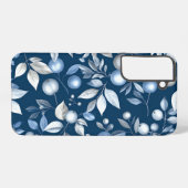 Elegant Blue Botanical Floral Pattern Samsung Galaxyケース (裏面横)
