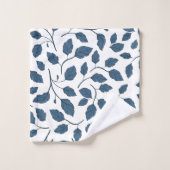 Elegant Blue Botanical Leaves Towels バスタオルセット (ウォッシュタオル)
