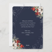 Elegant Blue Botanical Photo Christmas Card シーズンカード (裏面)
