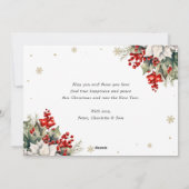 Elegant Blue Botanical Photo Happy Holidays Card シーズンカード (裏面)