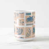 Elegant Blue Botanical Rabbit & Floral Pattern Mug コーヒーマグカップ (中央)