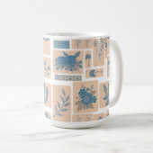 Elegant Blue Botanical Rabbit & Floral Pattern Mug コーヒーマグカップ (正面右)
