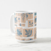Elegant Blue Botanical Rabbit & Floral Pattern Mug コーヒーマグカップ (正面左)