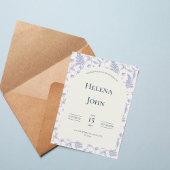 Elegant Blue Botanical Wedding Invitation 招待状