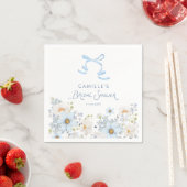 Elegant Blue Bow and Floral Bridal Shower スタンダードカクテルナプキン (インサイチュ)